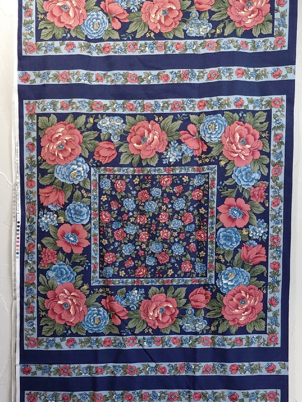 Mandarin Garden Hoffman California Fabric Mauve & Blue Floral Fabric 3 Yds x 44"